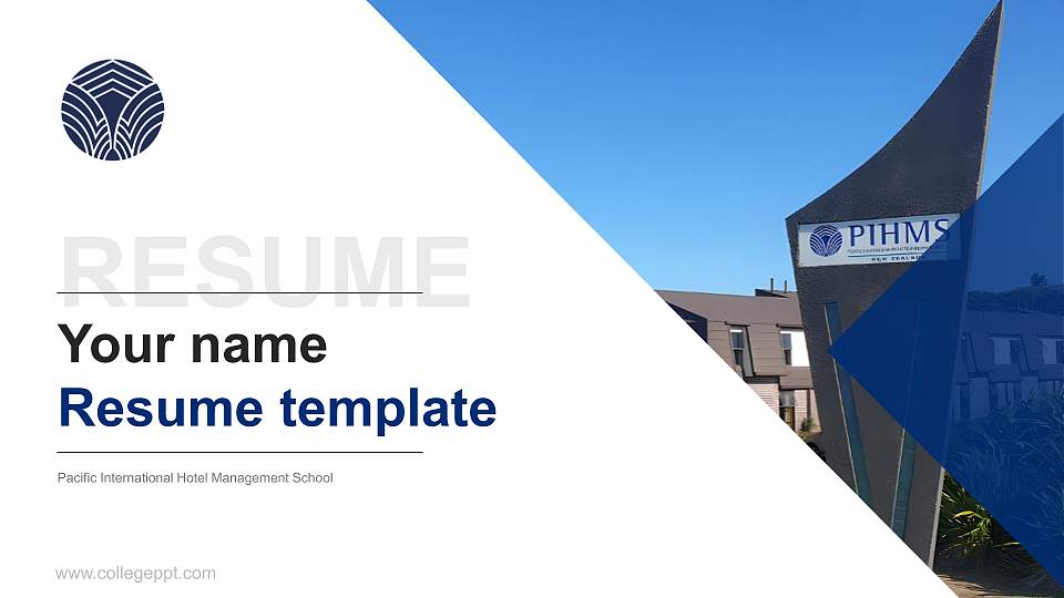 Pacific International Hotel Management School Resume PPT Template16:9 ratio PPT effect preview image