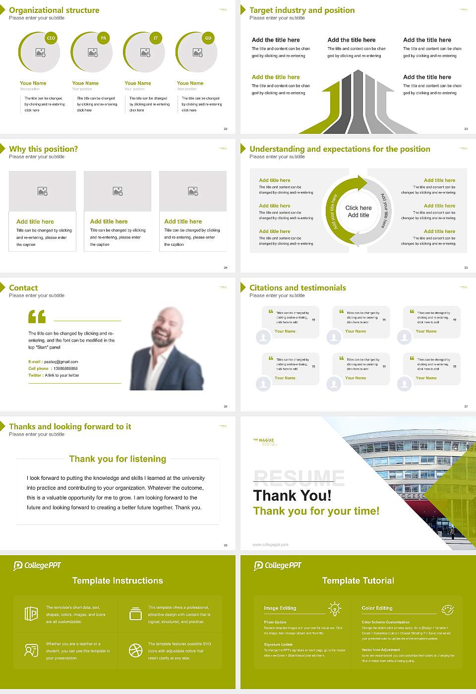 The Hague University of Applied Sciences Resume PPT Template16:9 ratio PPT effect preview image4