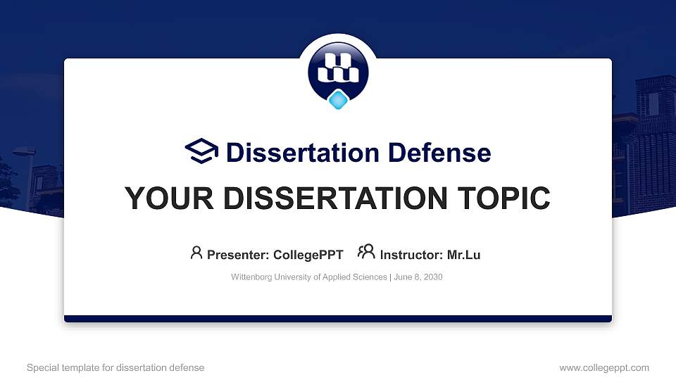 Wittenborg University of Applied Sciences Graduation Thesis Defense PPT Template16:9 ratio PPT effect preview image