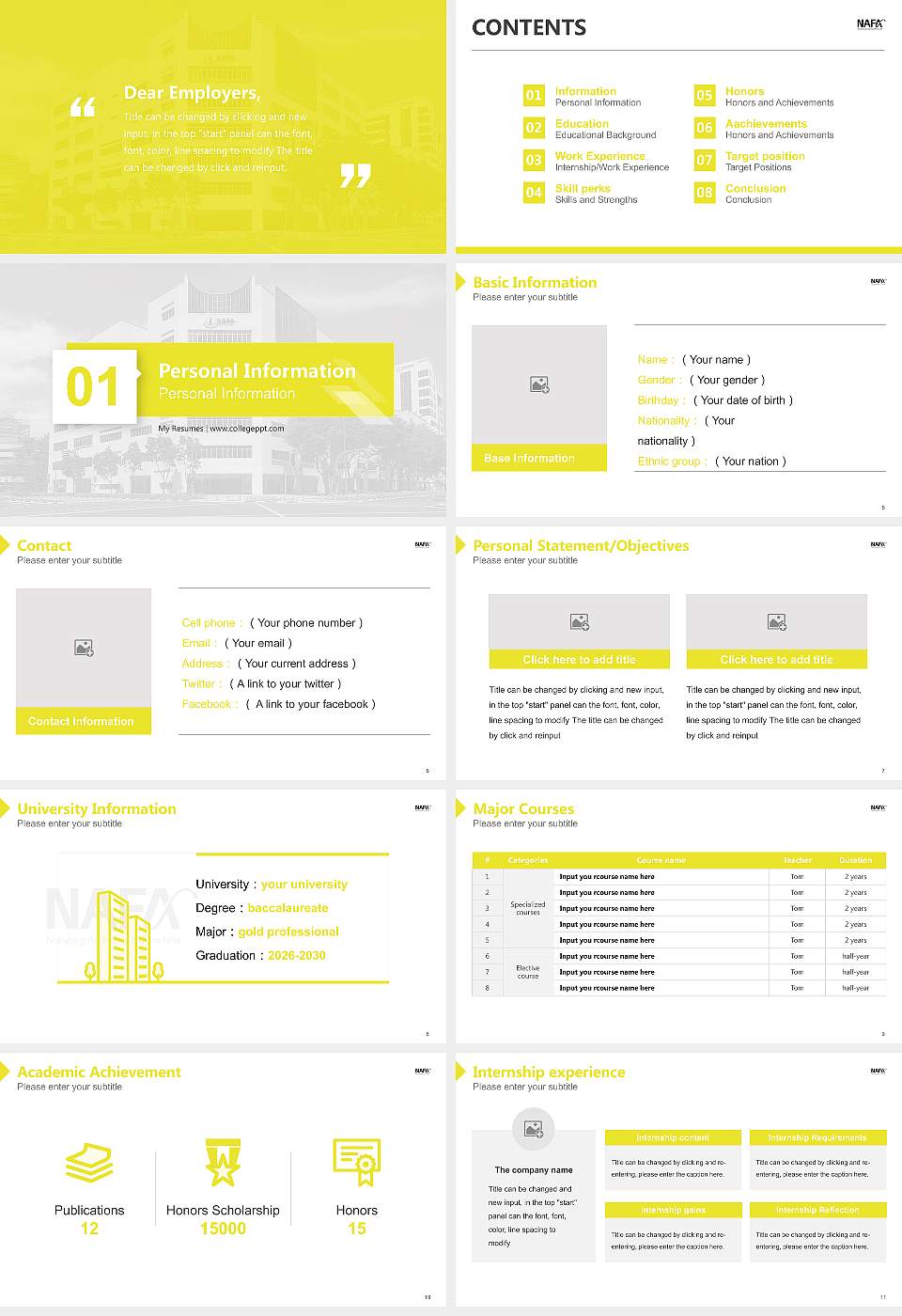 Nanyang Academy of Fine Arts Resume PPT Template16:9 ratio PPT effect preview image2