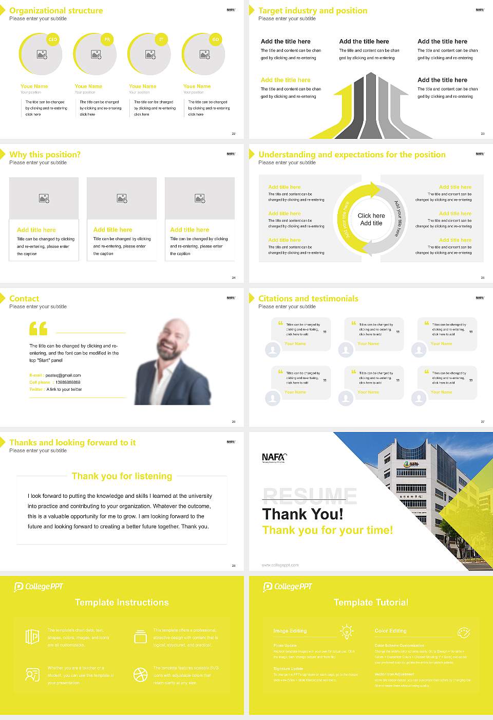 Nanyang Academy of Fine Arts Resume PPT Template16:9 ratio PPT effect preview image4