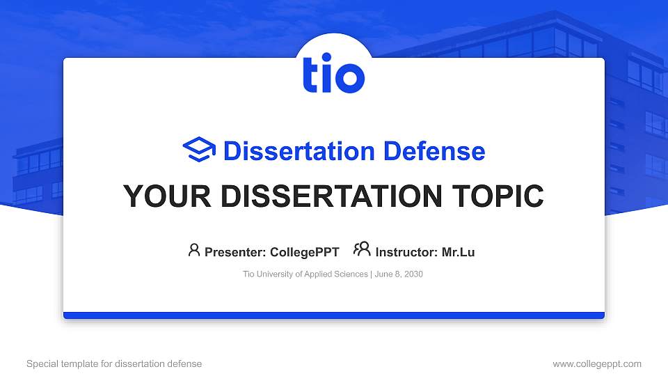 Tio University of Applied Sciences Graduation Thesis Defense PPT Template16:9 ratio PPT effect preview image