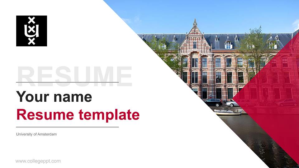 University of Amsterdam Resume PPT Template16:9 ratio PPT effect preview image