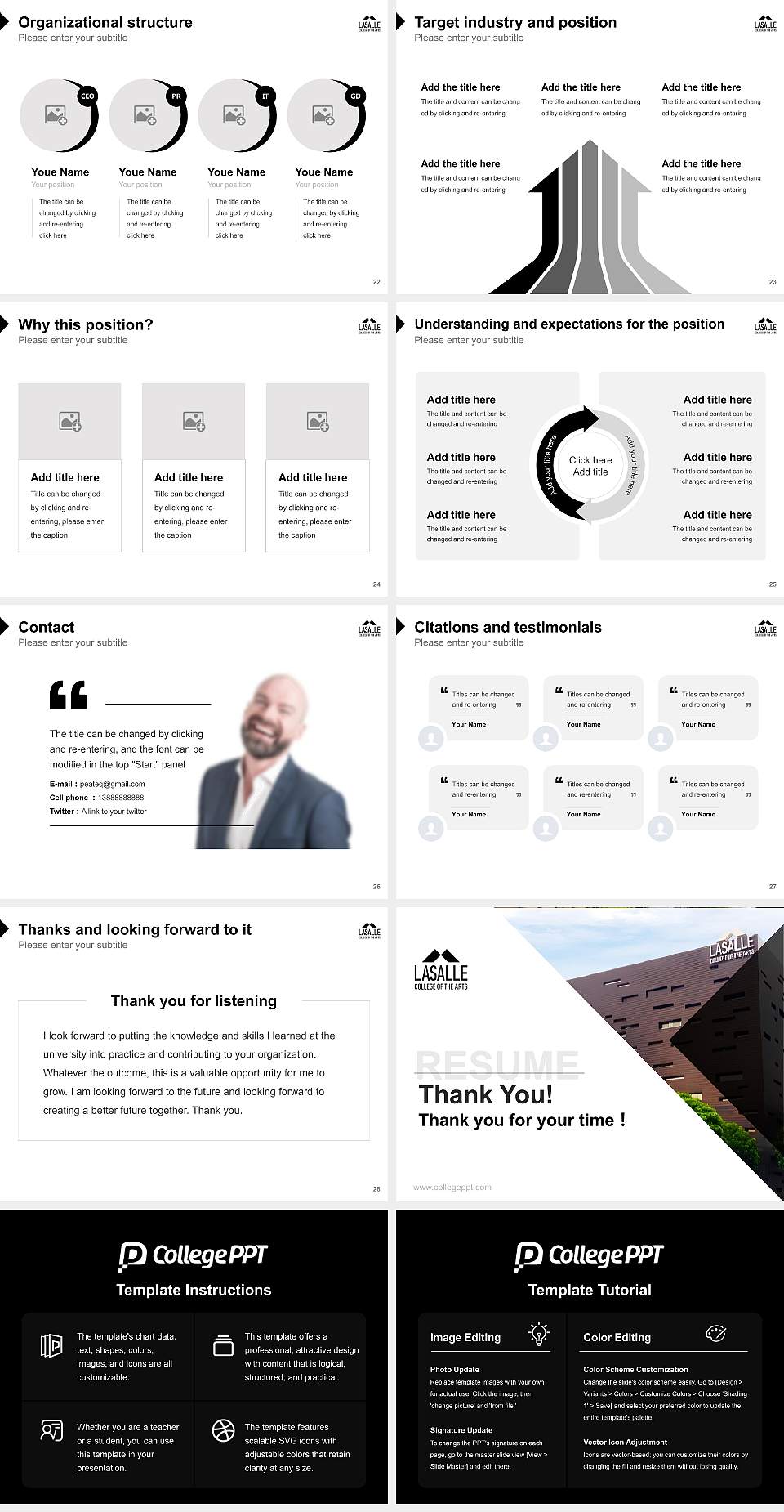 LASALLE College of the Arts Resume PPT Template4:3 ratio PPT effect preview image4