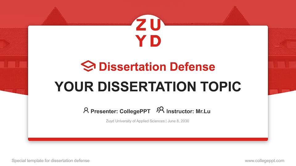 Zuyd University of Applied Sciences Graduation Thesis Defense PPT Template16:9 ratio PPT effect preview image