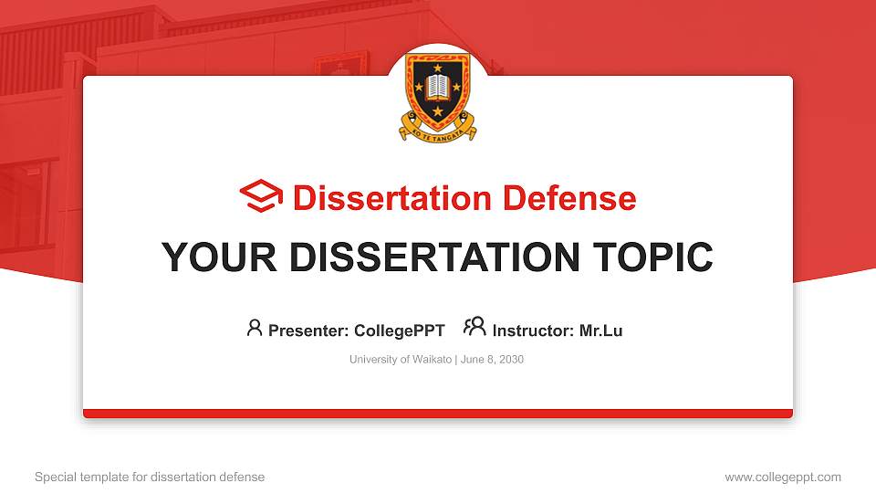 University of Waikato Graduation Thesis Defense PPT Template16:9 ratio PPT effect preview image