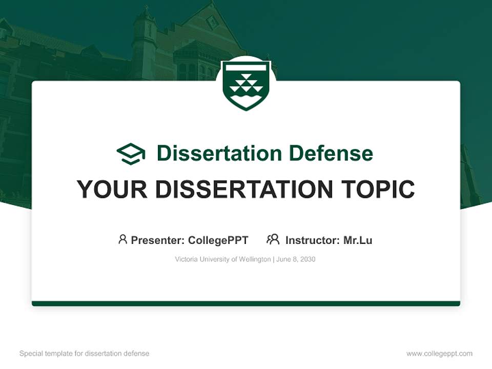 Victoria University of Wellington Graduation Thesis Defense PPT Template4:3 ratio PPT effect preview image7