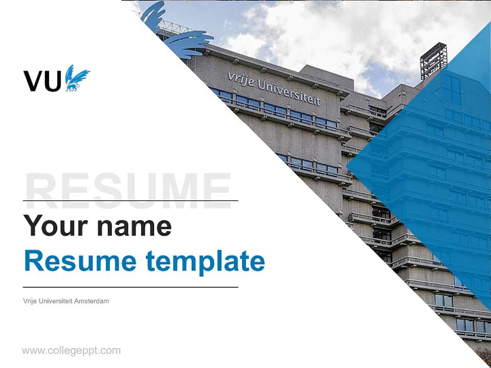 Vrije Universiteit Amsterdam Resume PPT Template4:3 ratio PPT effect preview image5