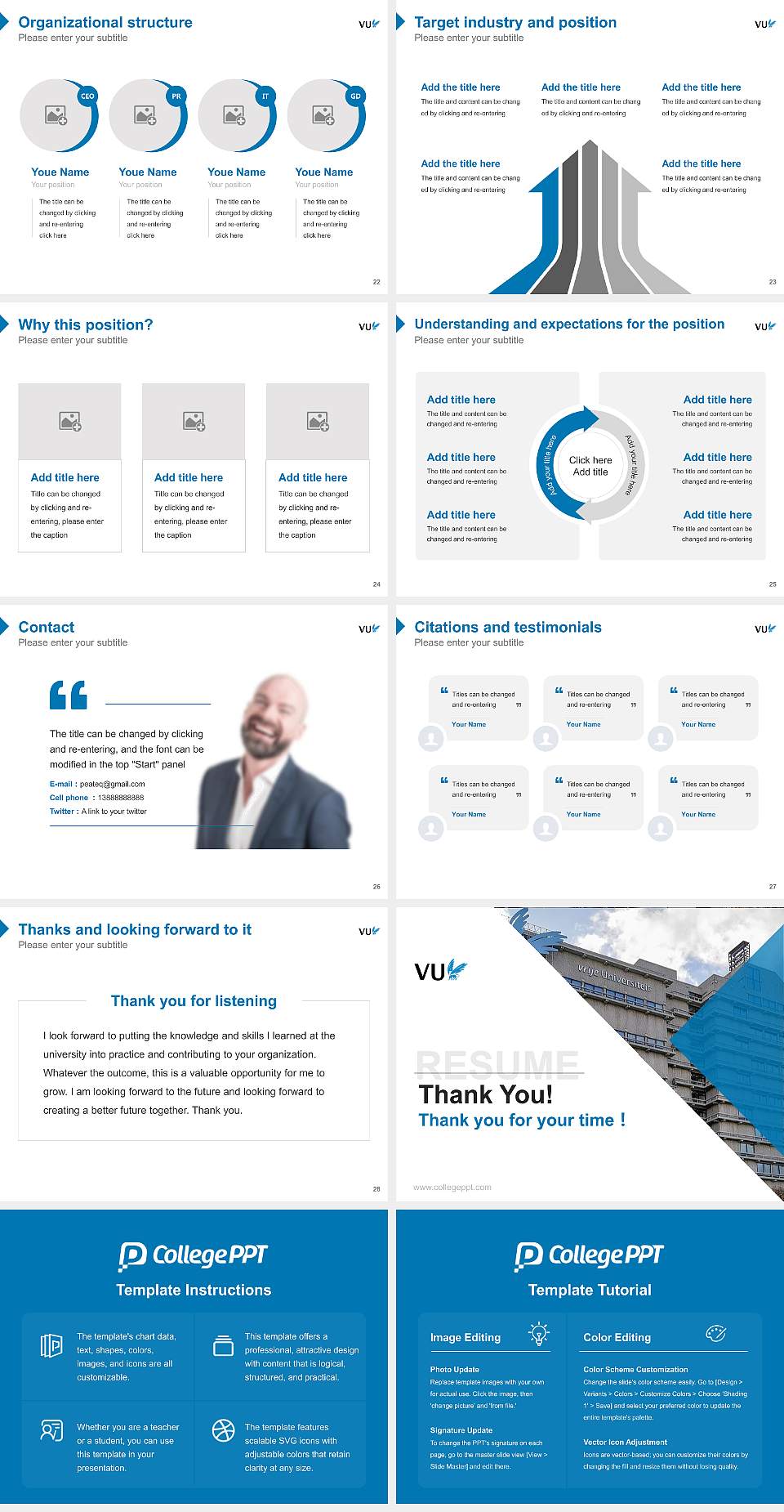 Vrije Universiteit Amsterdam Resume PPT Template4:3 ratio PPT effect preview image4