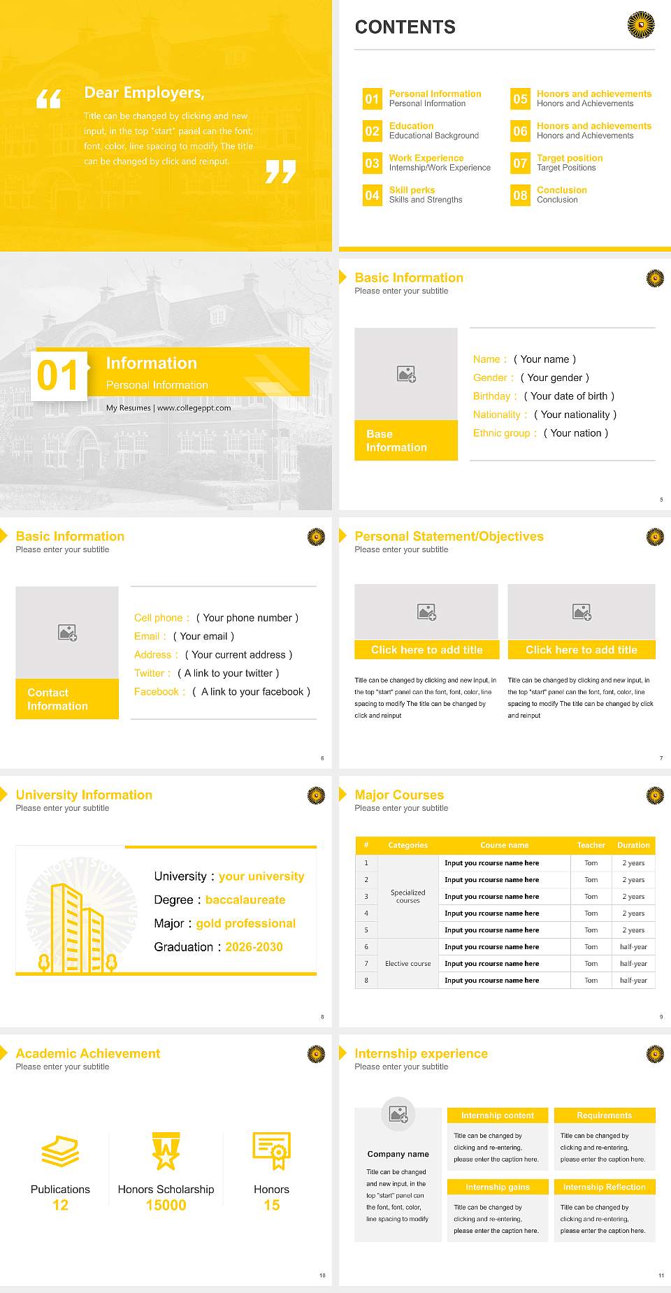 University College Utrecht Resume PPT Template4:3 ratio PPT effect preview image2