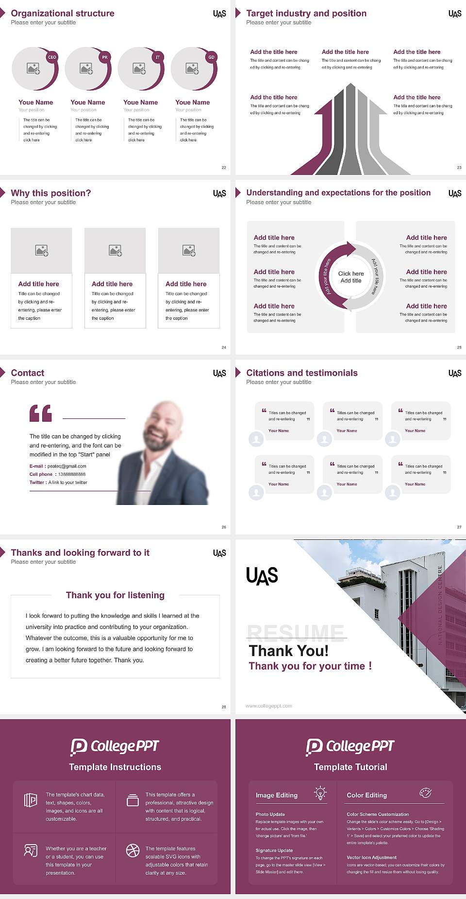 University of the Arts Singapore Resume PPT Template4:3 ratio PPT effect preview image4