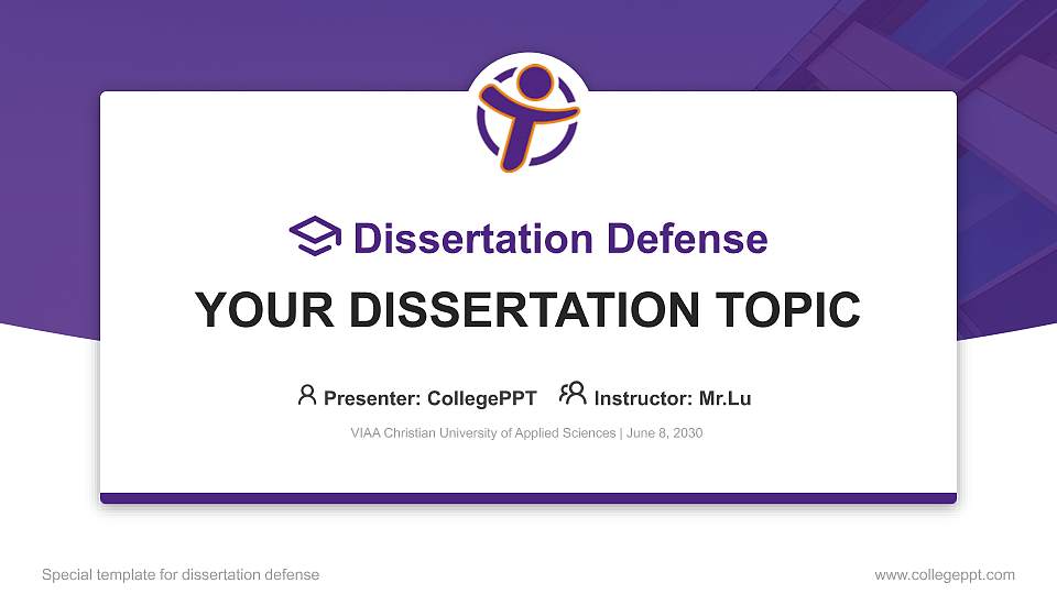 VIAA Christian University of Applied Sciences Graduation Thesis Defense PPT Template16:9 ratio PPT effect preview image
