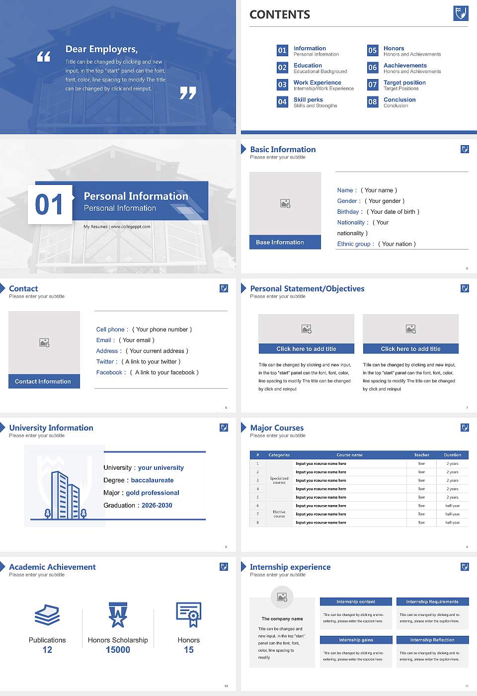 Eastern Institute of Technology Resume PPT Template16:9 ratio PPT effect preview image2