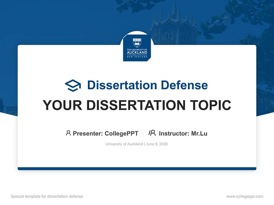 University of Auckland Graduation Thesis Defense PPT Template4:3 ratio PPT effect preview image7