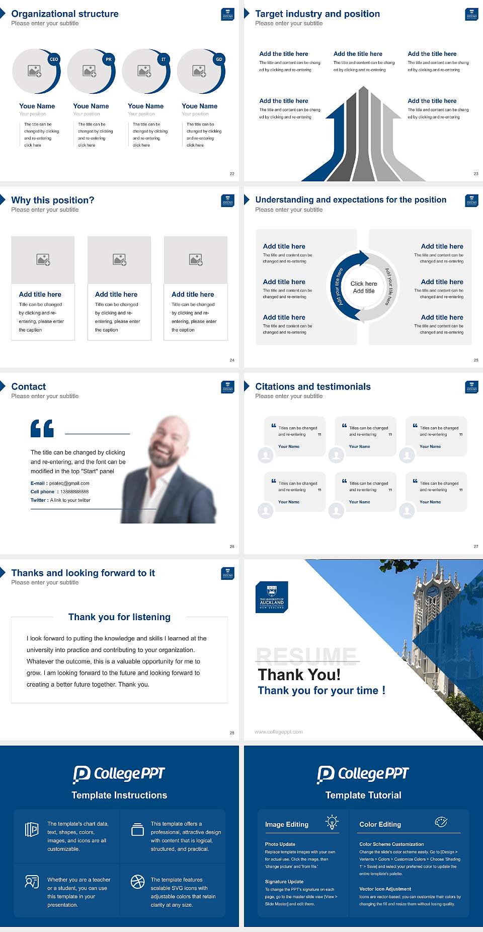 University of Auckland Resume PPT Template4:3 ratio PPT effect preview image4