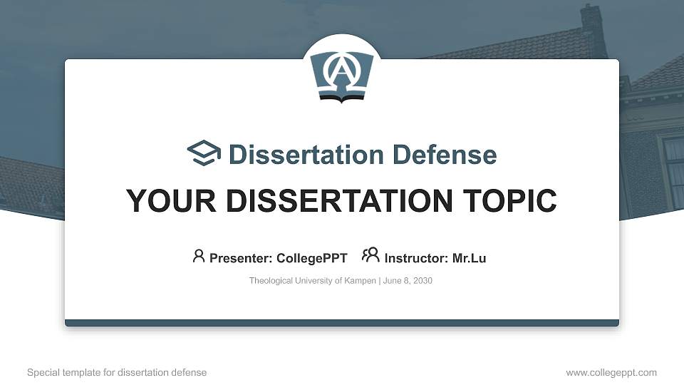 Theological University of Kampen Graduation Thesis Defense PPT Template16:9 ratio PPT effect preview image