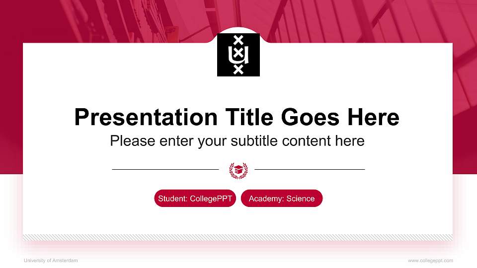 University of Amsterdam National Scholarship Defense PPT Template16:9 ratio PPT effect preview image