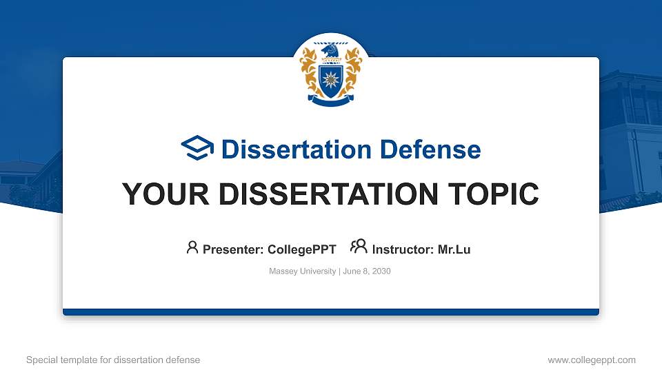 Massey University Graduation Thesis Defense PPT Template16:9 ratio PPT effect preview image