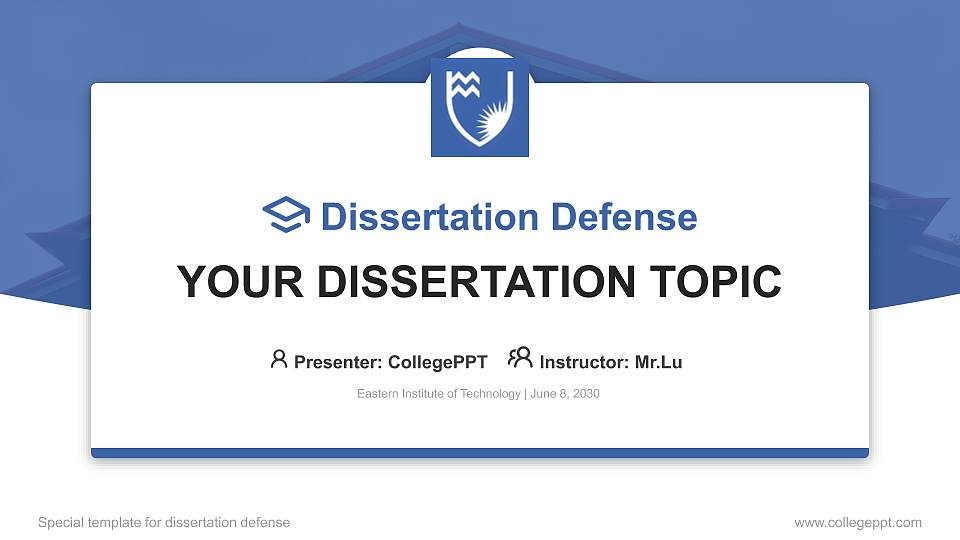 Eastern Institute of Technology Graduation Thesis Defense PPT Template16:9 ratio PPT effect preview image