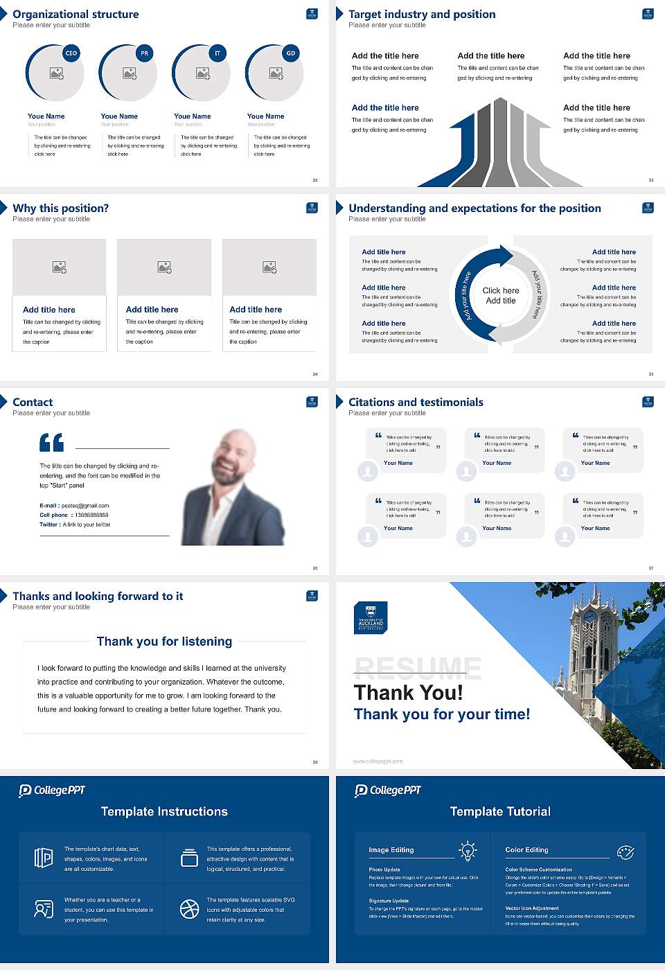 University of Auckland Resume PPT Template16:9 ratio PPT effect preview image4
