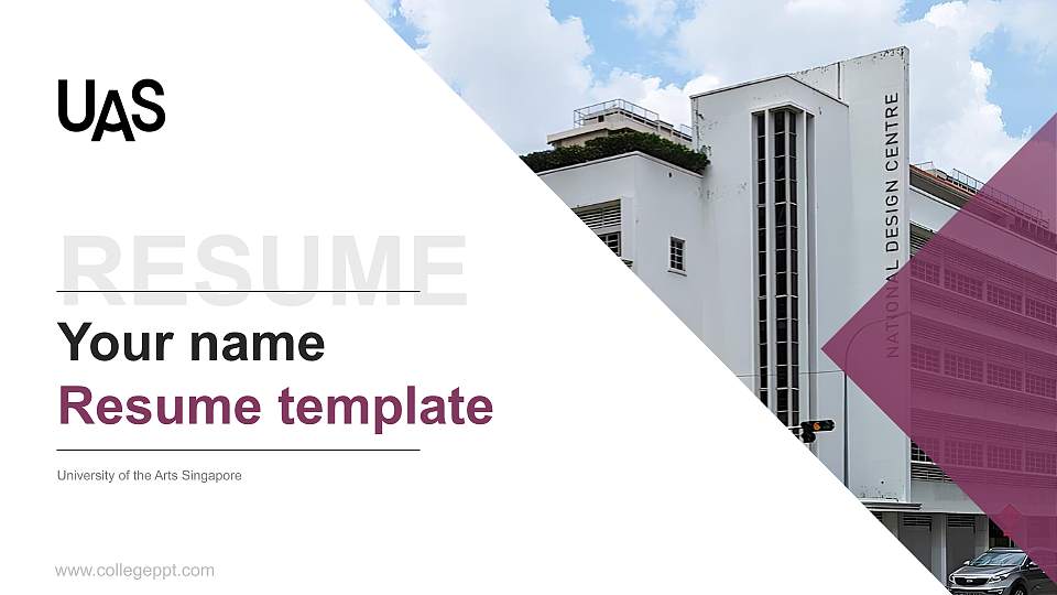 University of the Arts Singapore Resume PPT Template16:9 ratio PPT effect preview image