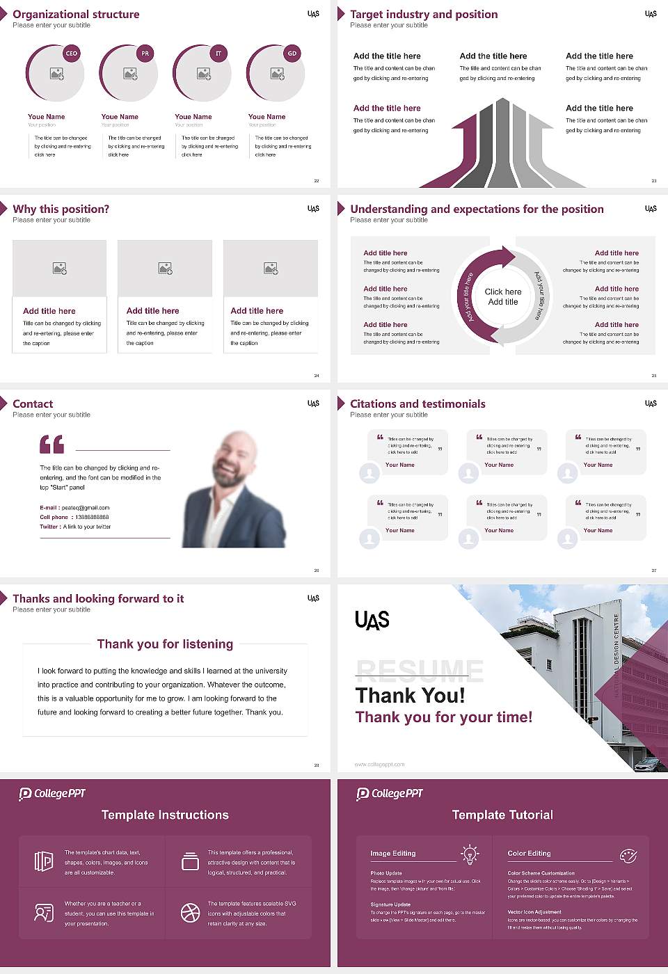 University of the Arts Singapore Resume PPT Template16:9 ratio PPT effect preview image4