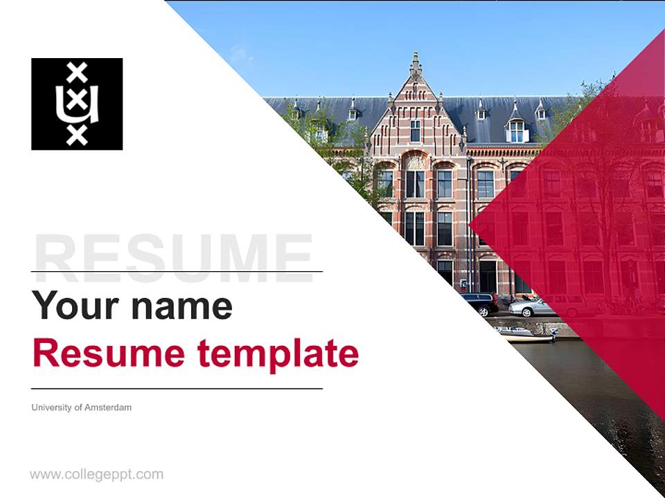 University of Amsterdam Resume PPT Template4:3 ratio PPT effect preview image5