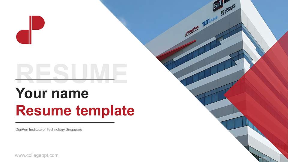 DigiPen Institute of Technology Singapore Resume PPT Template16:9 ratio PPT effect preview image