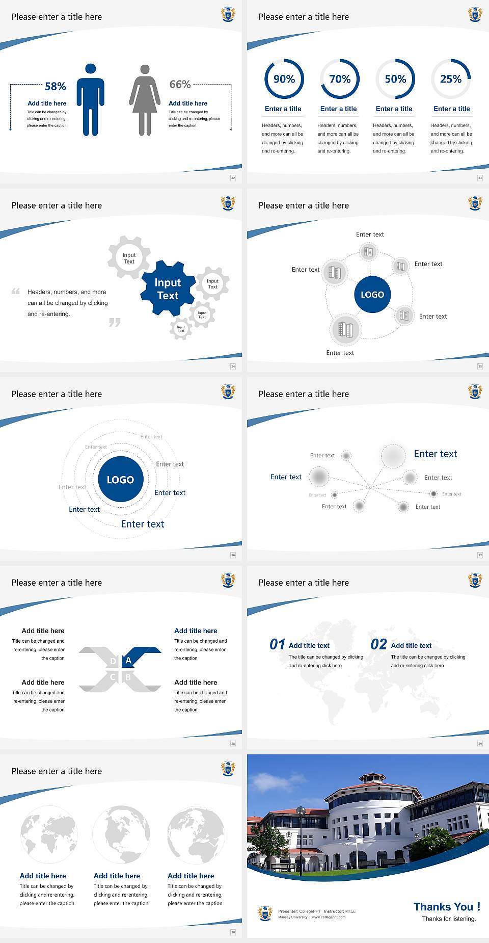 Massey University Course/Courseware Creation PPT Template4:3 ratio PPT effect preview image4