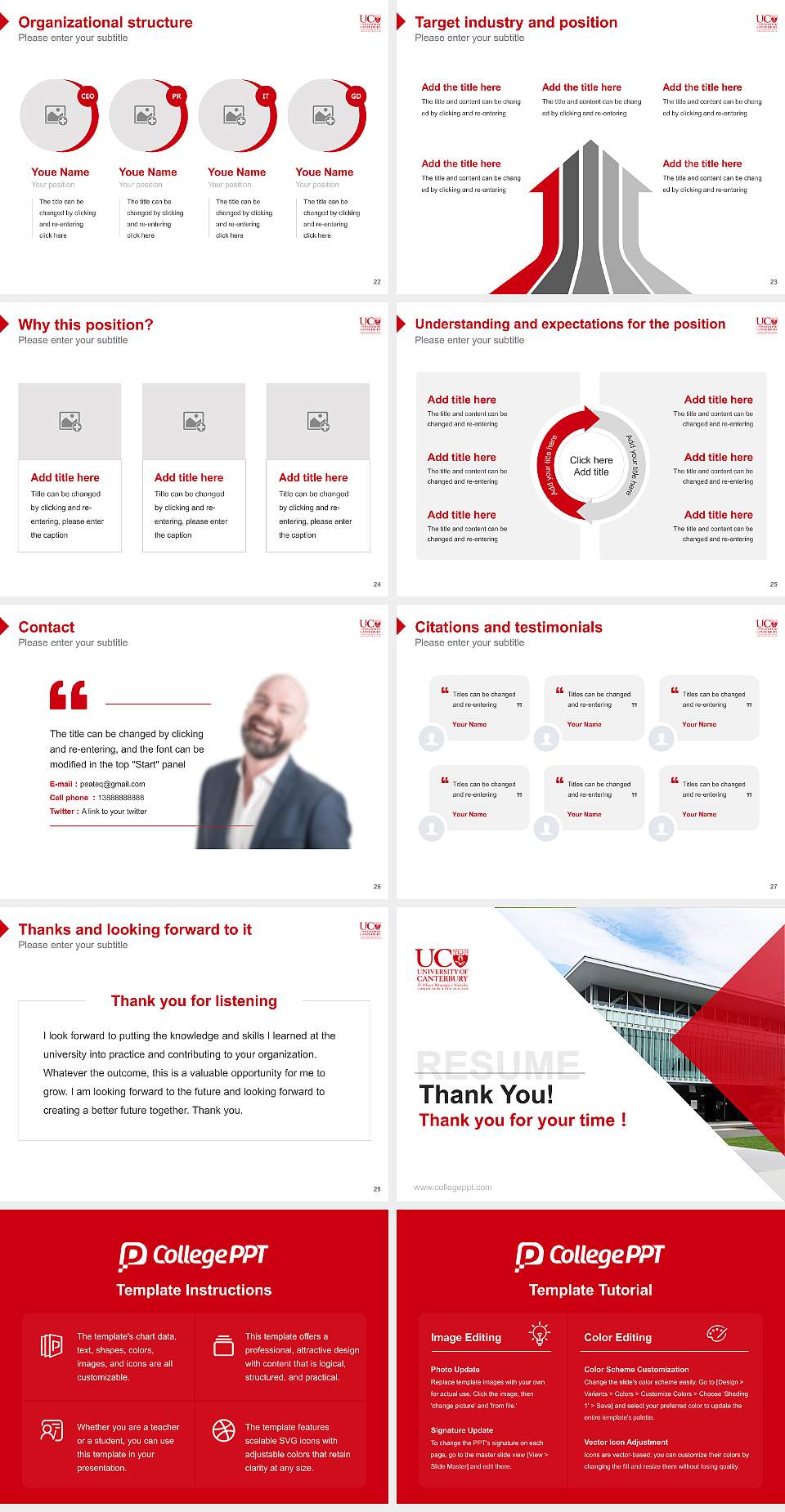 University of Canterbury Resume PPT Template4:3 ratio PPT effect preview image4