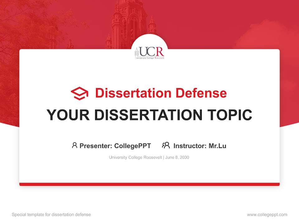 University College Roosevelt Graduation Thesis Defense PPT Template4:3 ratio PPT effect preview image7