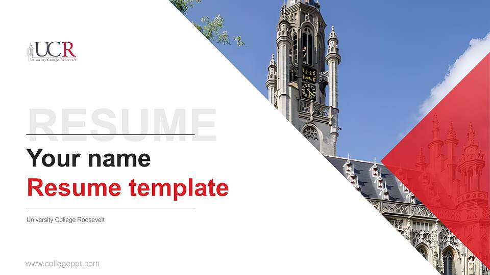 University College Roosevelt Resume PPT Template16:9 ratio PPT effect preview image