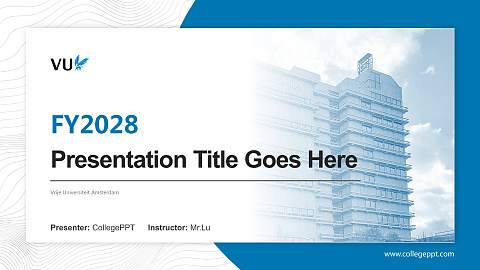 Vrije Universiteit Amsterdam Academic Presentation/Research Findings Report PPT Template