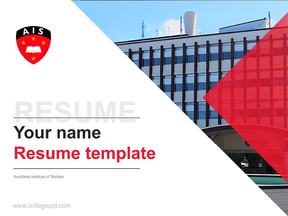 Auckland Institute of Studies Resume PPT Template4:3 ratio PPT effect preview image5