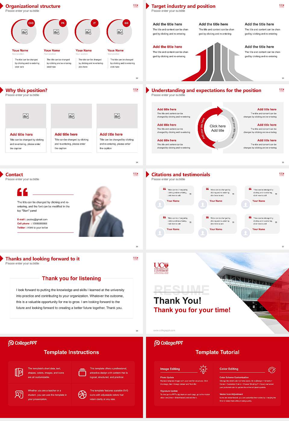 University of Canterbury Resume PPT Template16:9 ratio PPT effect preview image4