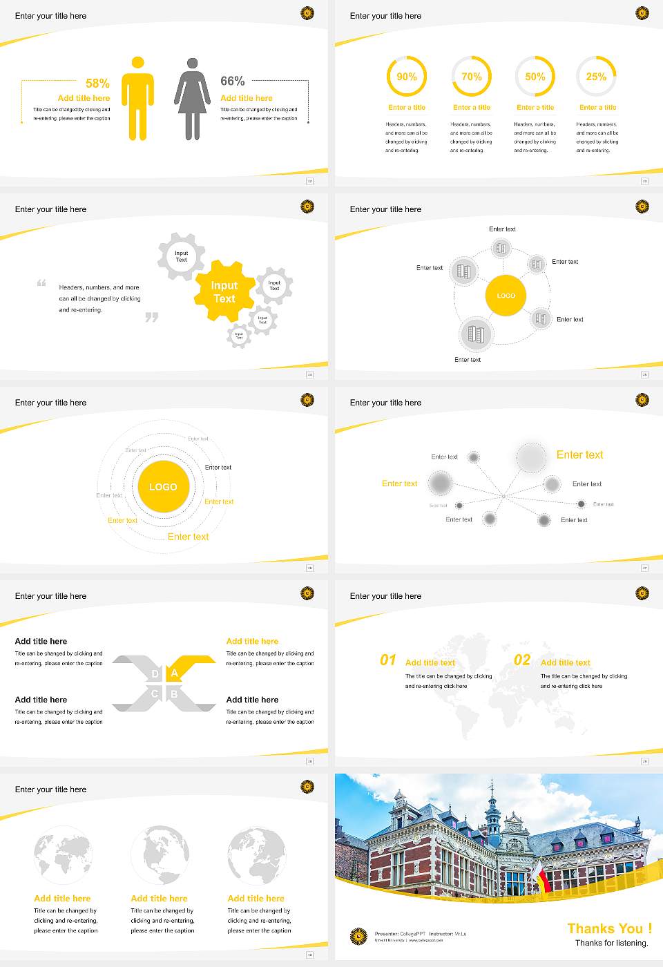 Utrecht University Course/Courseware Creation PPT Template16:9 ratio PPT effect preview image4
