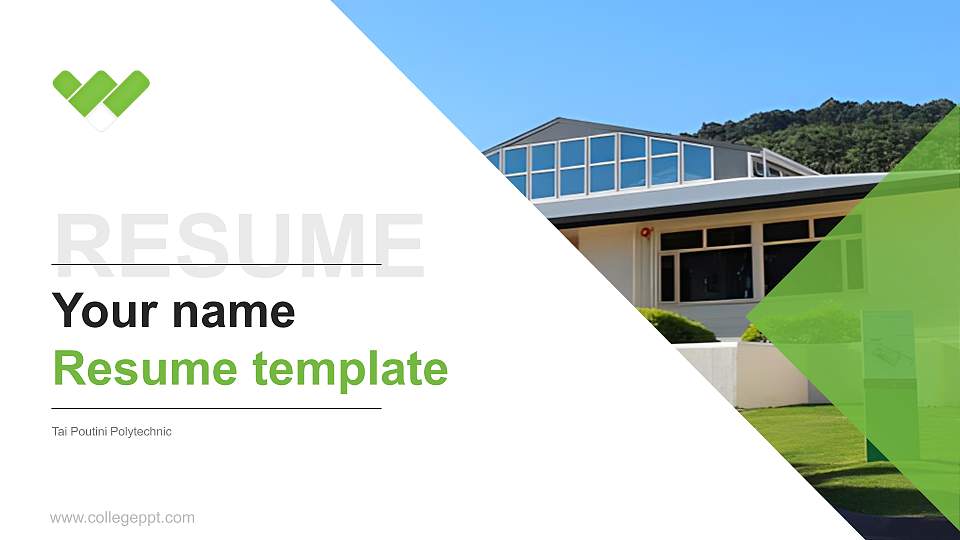 Tai Poutini Polytechnic Resume PPT Template16:9 ratio PPT effect preview image