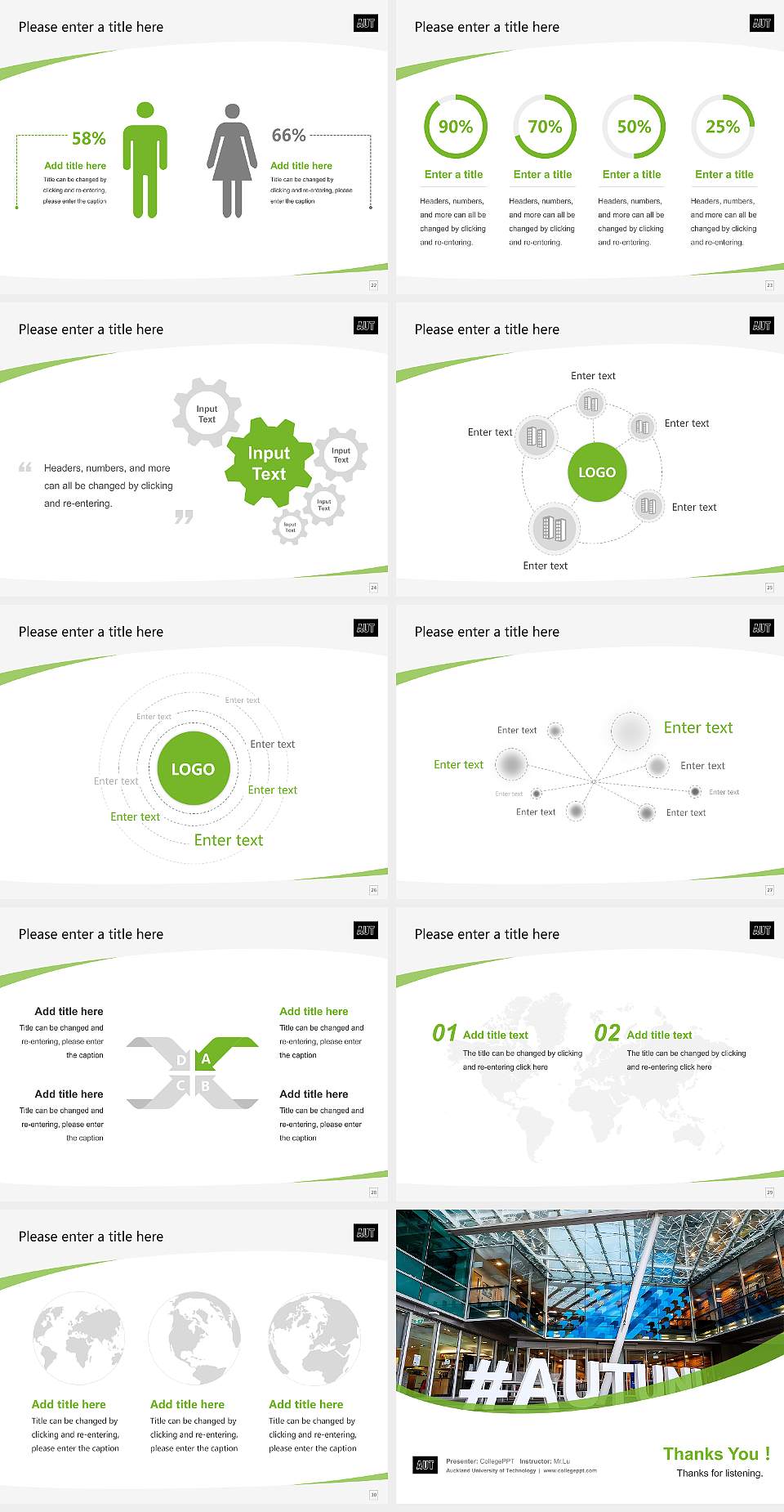 Auckland University of Technology Course/Courseware Creation PPT Template4:3 ratio PPT effect preview image4