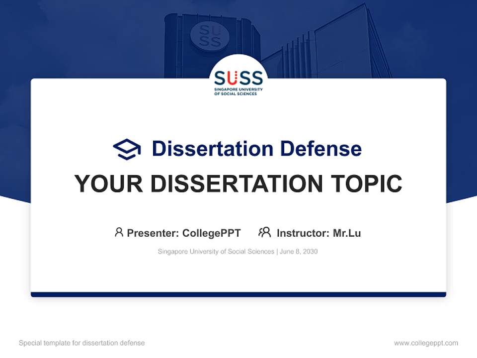 Singapore University of Social Sciences Graduation Thesis Defense PPT Template4:3 ratio PPT effect preview image7