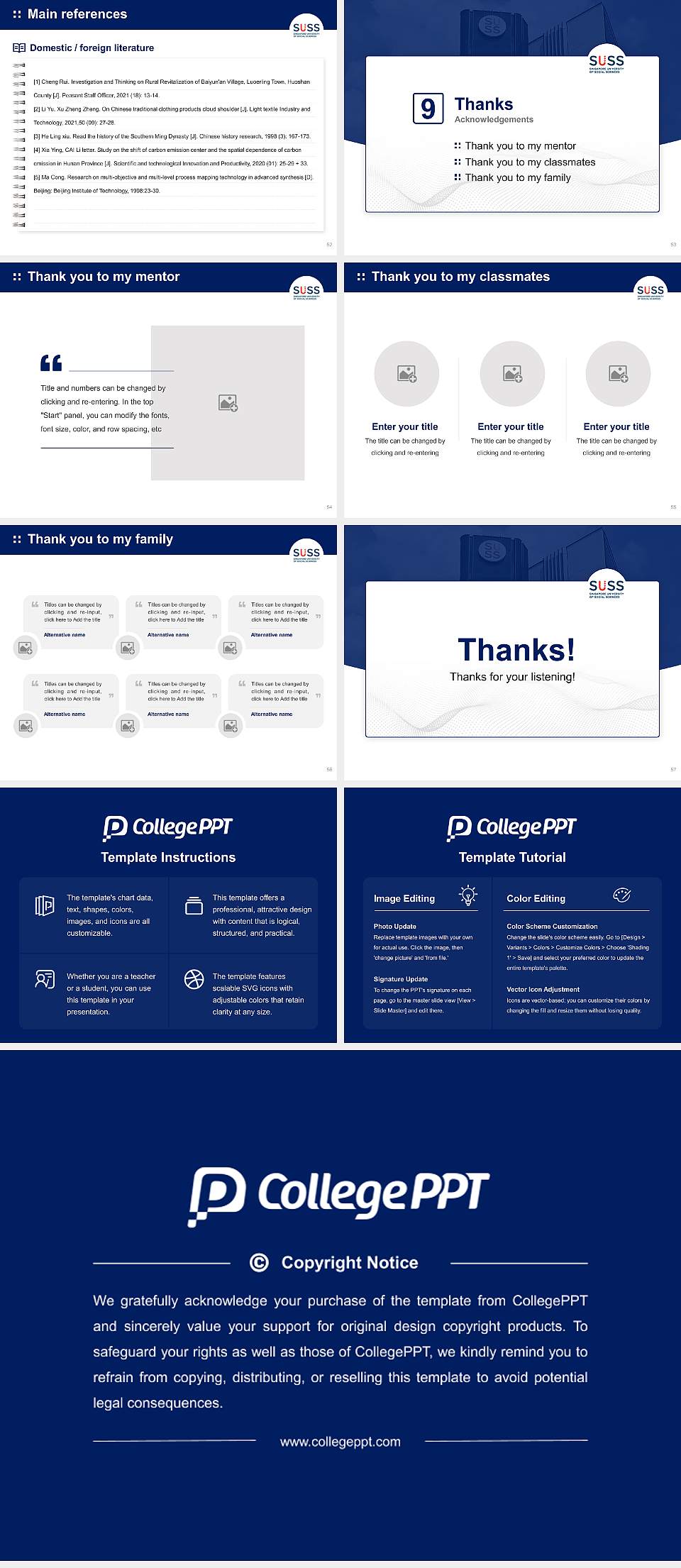 Singapore University of Social Sciences Graduation Thesis Defense PPT Template4:3 ratio PPT effect preview image7