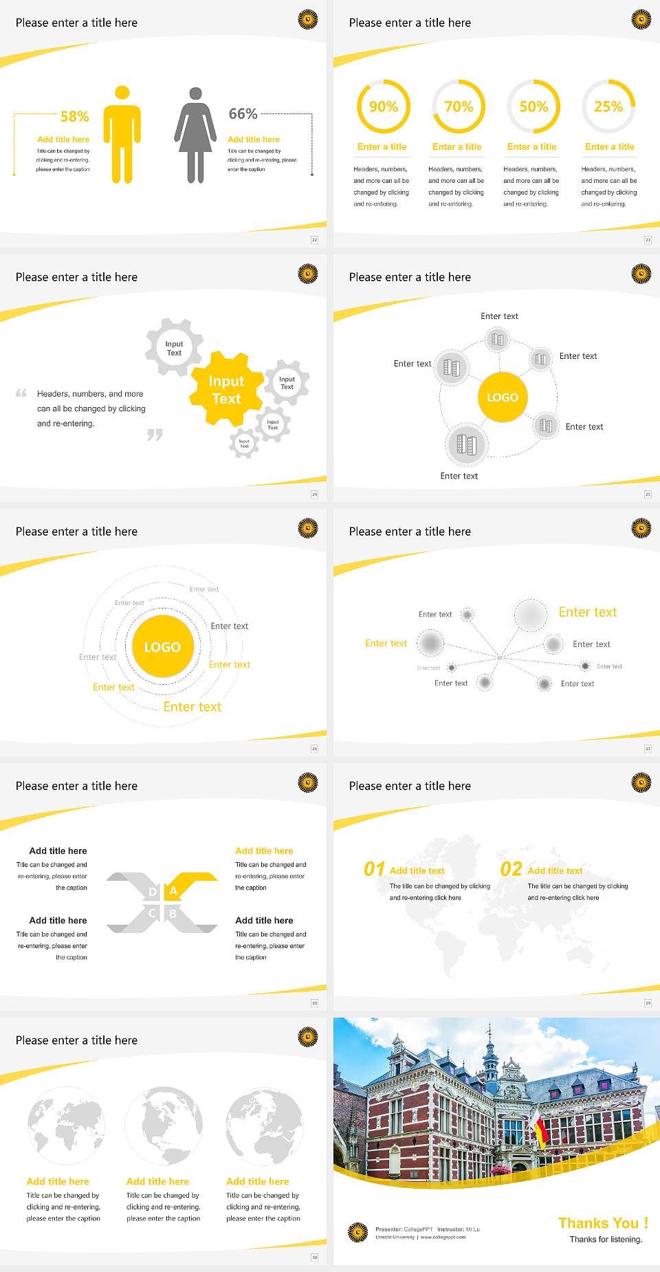 Utrecht University Course/Courseware Creation PPT Template4:3 ratio PPT effect preview image4