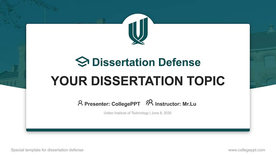 Unitec Institute of Technology Graduation Thesis Defense PPT Template16:9 ratio PPT effect preview image