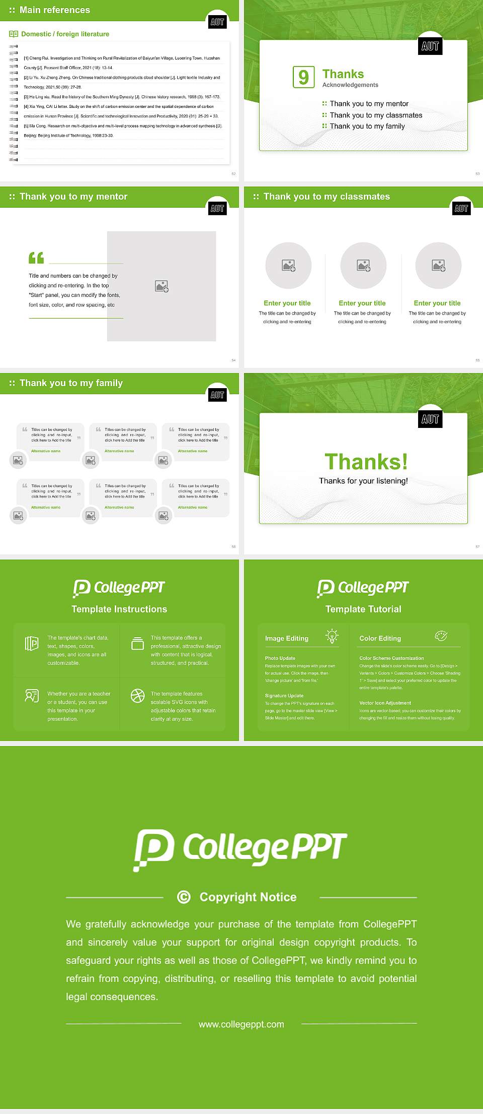 Auckland University of Technology Graduation Thesis Defense PPT Template4:3 ratio PPT effect preview image7