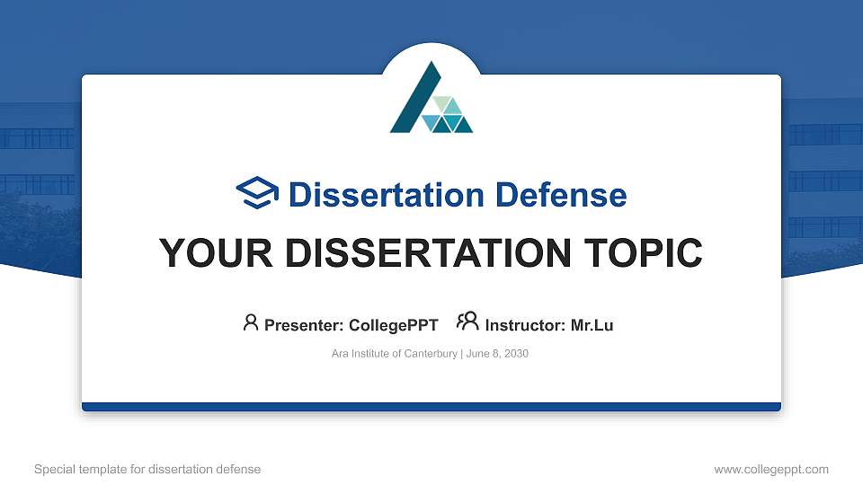 Ara Institute of Canterbury Graduation Thesis Defense PPT Template16:9 ratio PPT effect preview image