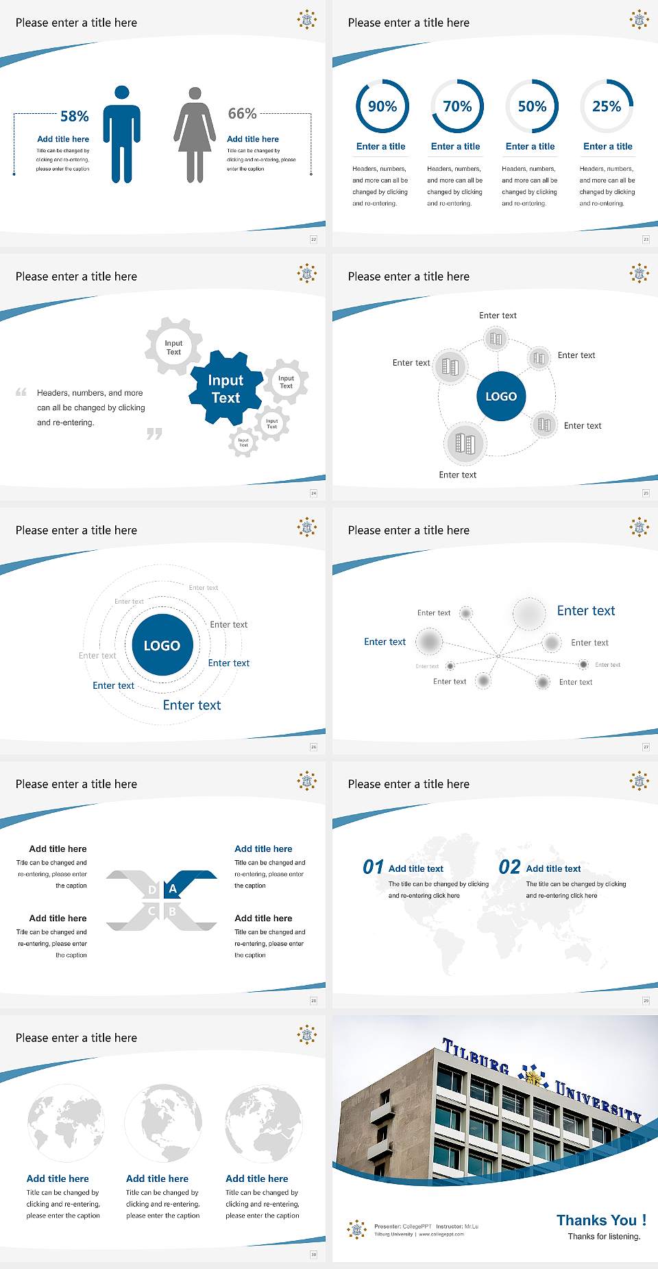 Tilburg University Course/Courseware Creation PPT Template4:3 ratio PPT effect preview image4