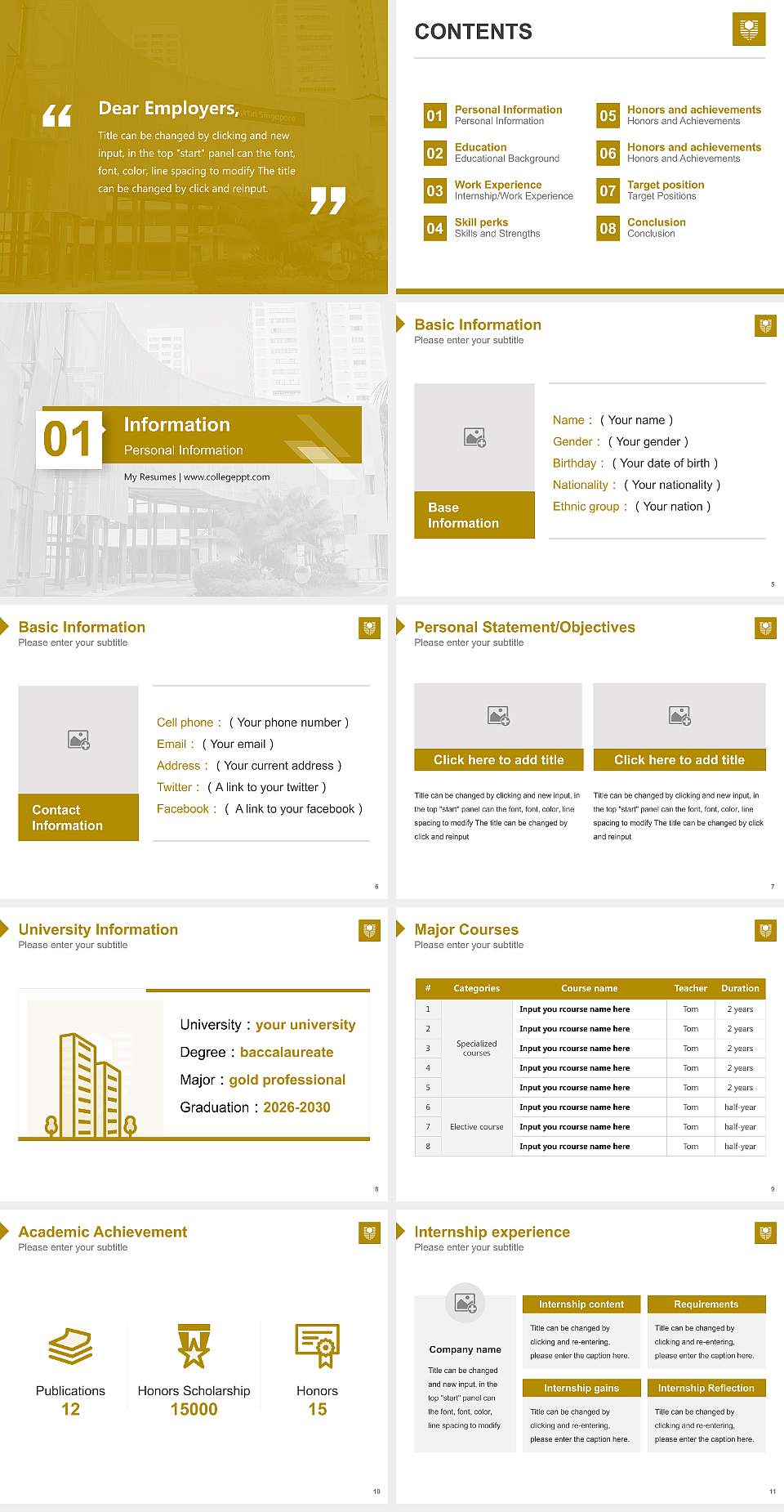 Curtin Singapore Resume PPT Template4:3 ratio PPT effect preview image2