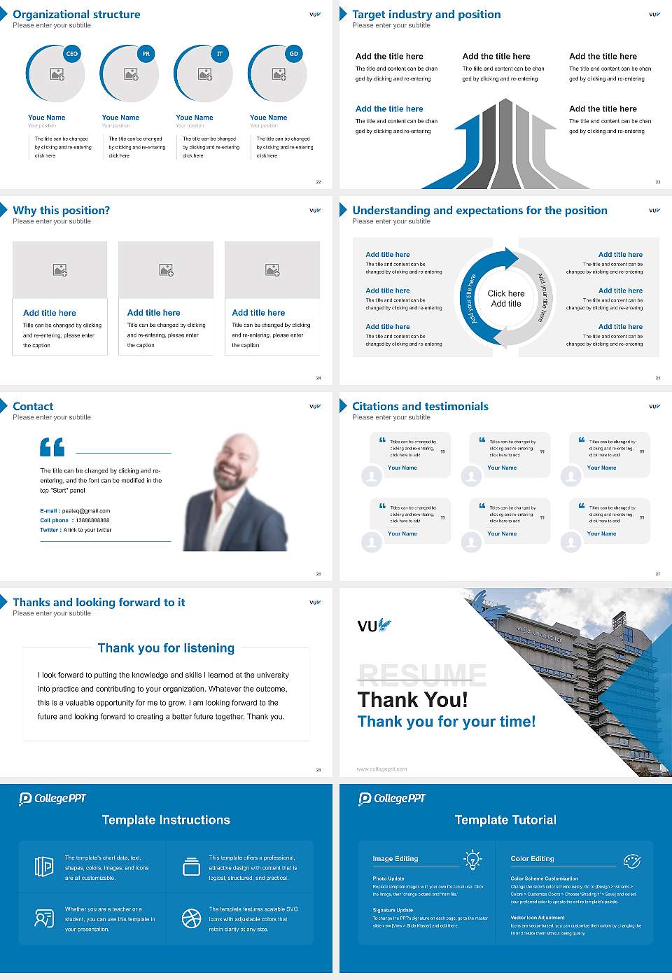 Vrije Universiteit Amsterdam Resume PPT Template16:9 ratio PPT effect preview image4