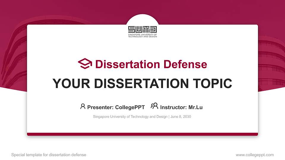 Singapore University of Technology and Design Graduation Thesis Defense PPT Template16:9 ratio PPT effect preview image