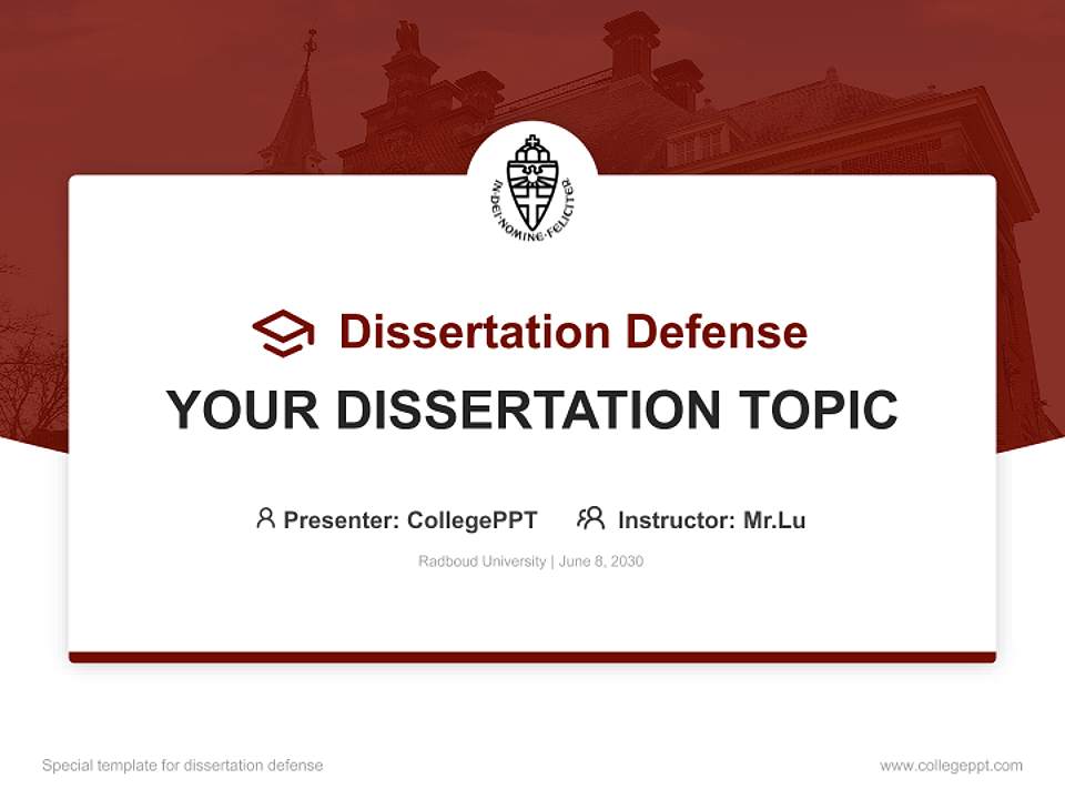Radboud University Graduation Thesis Defense PPT Template4:3 ratio PPT effect preview image7