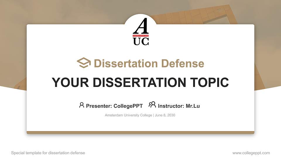 Amsterdam University College Graduation Thesis Defense PPT Template16:9 ratio PPT effect preview image